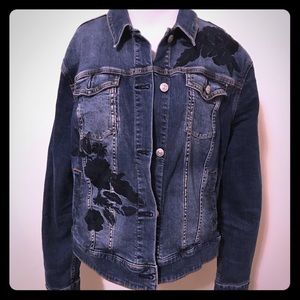 Embroidered Floral Jean Jacket Harvey LuLaRoe